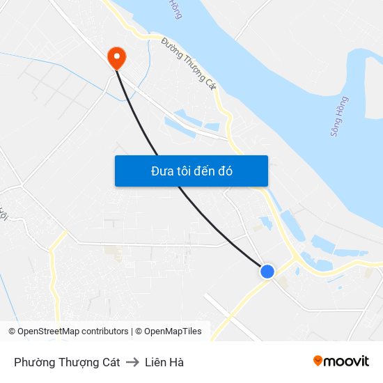 Phường Thượng Cát to Liên Hà map