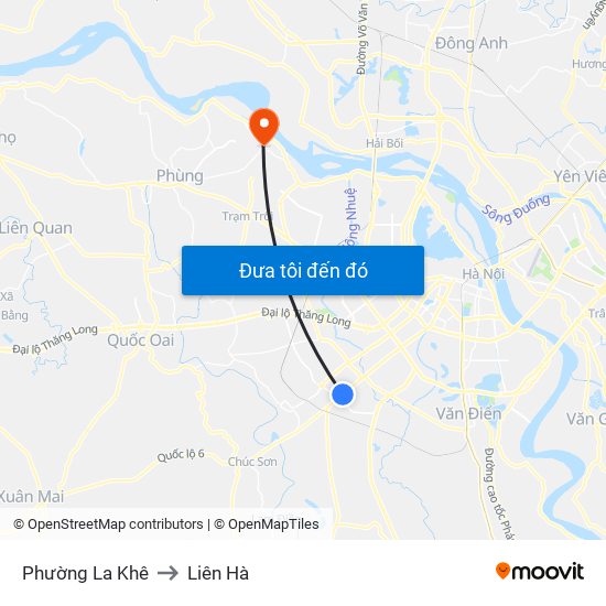 Phường La Khê to Liên Hà map