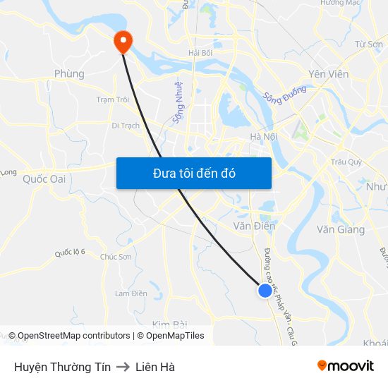 Huyện Thường Tín to Liên Hà map
