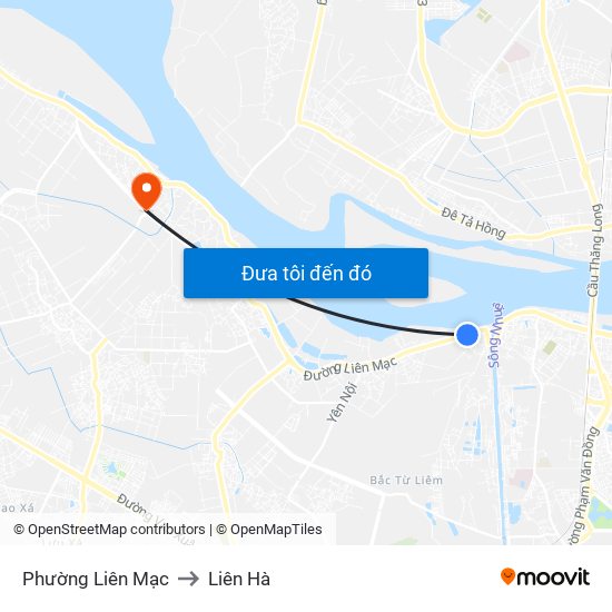 Phường Liên Mạc to Liên Hà map