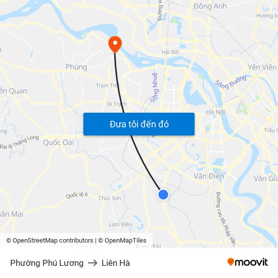 Phường Phú Lương to Liên Hà map