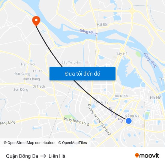 Quận Đống Đa to Liên Hà map