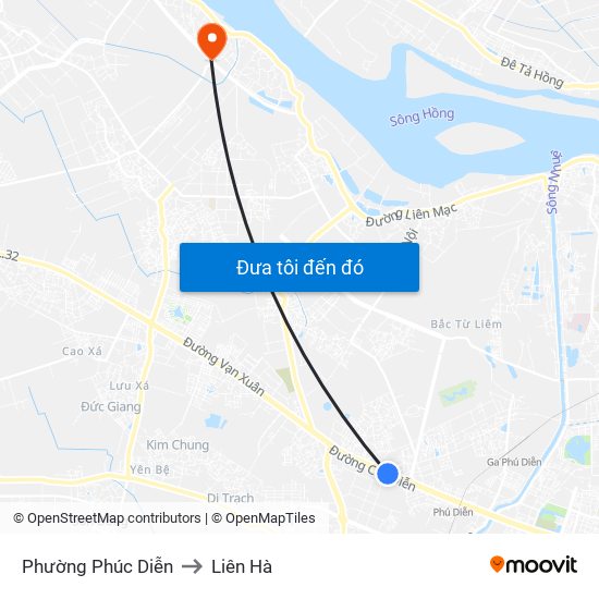 Phường Phúc Diễn to Liên Hà map