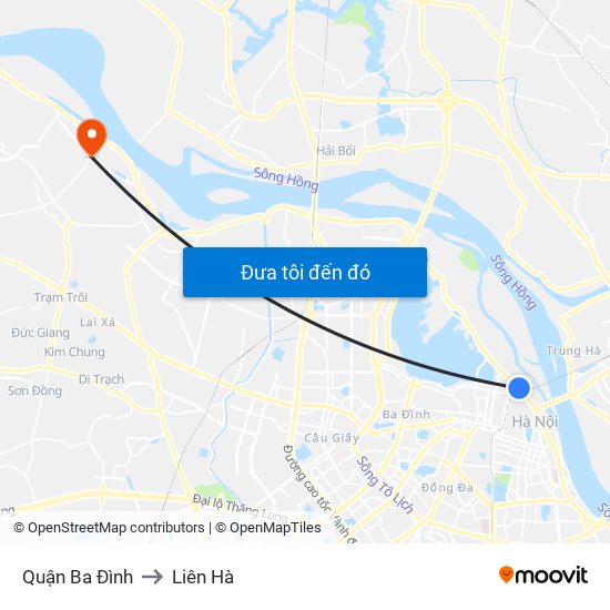 Quận Ba Đình to Liên Hà map