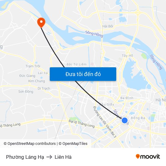 Phường Láng Hạ to Liên Hà map