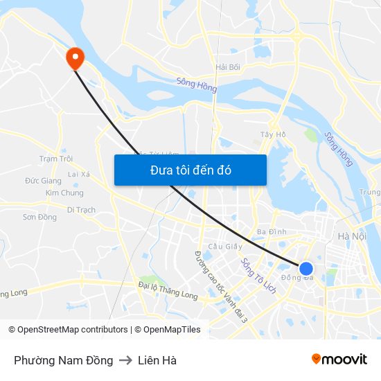 Phường Nam Đồng to Liên Hà map