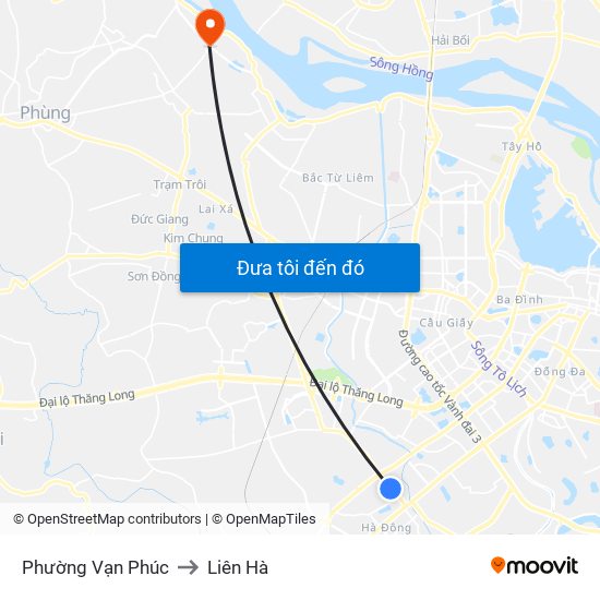 Phường Vạn Phúc to Liên Hà map