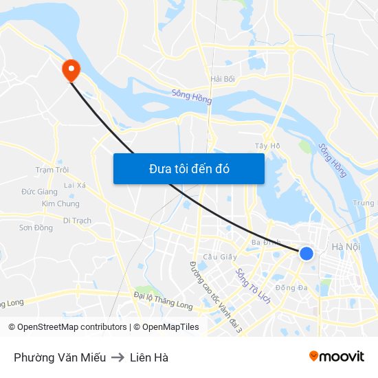 Phường Văn Miếu to Liên Hà map