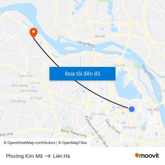 Phường Kim Mã to Liên Hà map