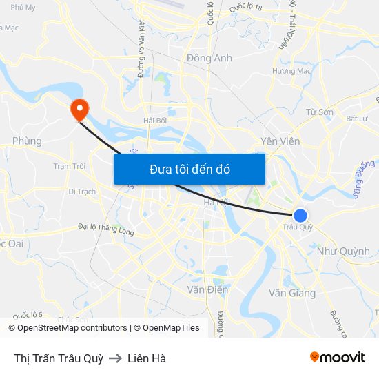 Thị Trấn Trâu Quỳ to Liên Hà map