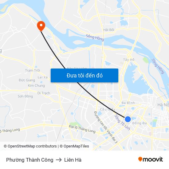 Phường Thành Công to Liên Hà map