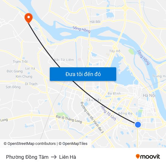 Phường Đồng Tâm to Liên Hà map