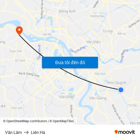 Văn Lâm to Liên Hà map