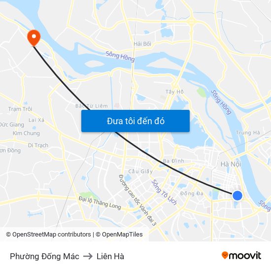 Phường Đống Mác to Liên Hà map