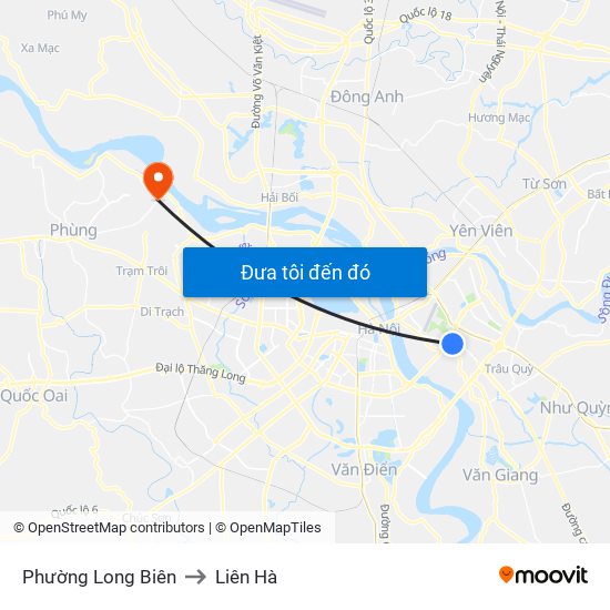 Phường Long Biên to Liên Hà map