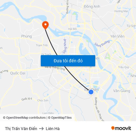 Thị Trấn Văn Điển to Liên Hà map