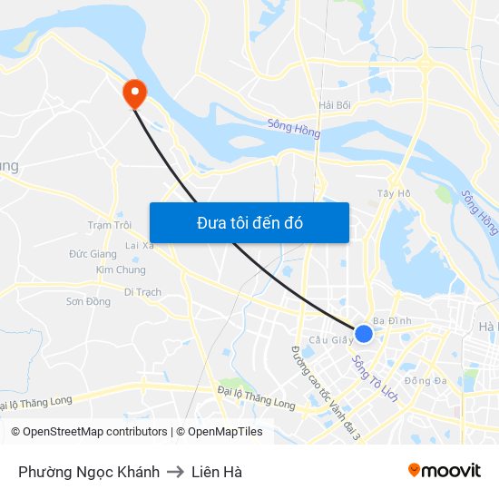 Phường Ngọc Khánh to Liên Hà map
