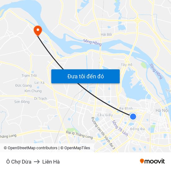 Ô Chợ Dừa to Liên Hà map