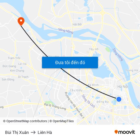 Bùi Thị Xuân to Liên Hà map