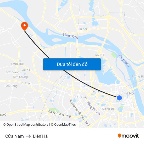 Cửa Nam to Liên Hà map