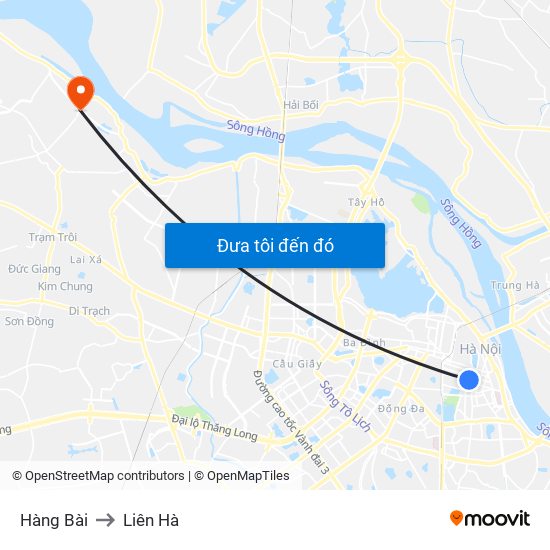 Hàng Bài to Liên Hà map