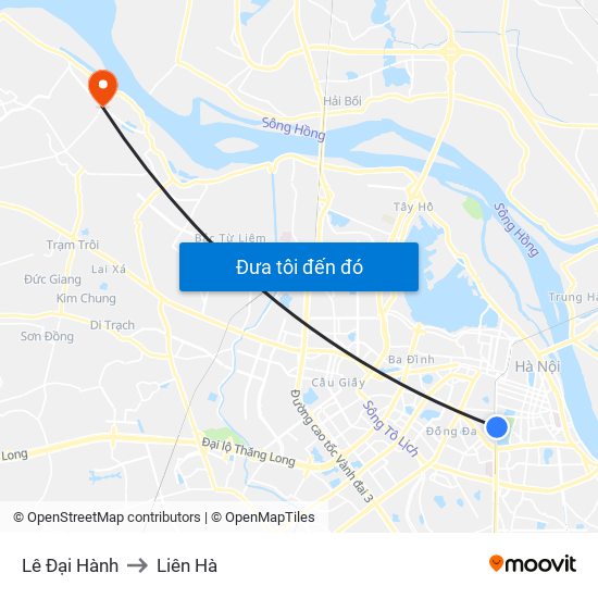 Lê Đại Hành to Liên Hà map