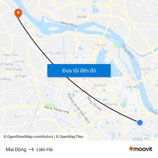 Mai Động to Liên Hà map