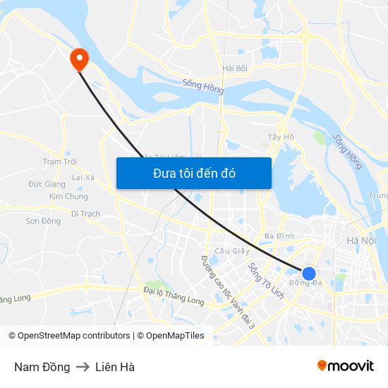 Nam Đồng to Liên Hà map