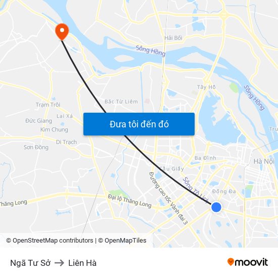 Ngã Tư Sở to Liên Hà map