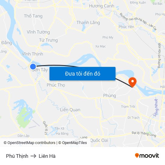 Phú Thịnh to Liên Hà map