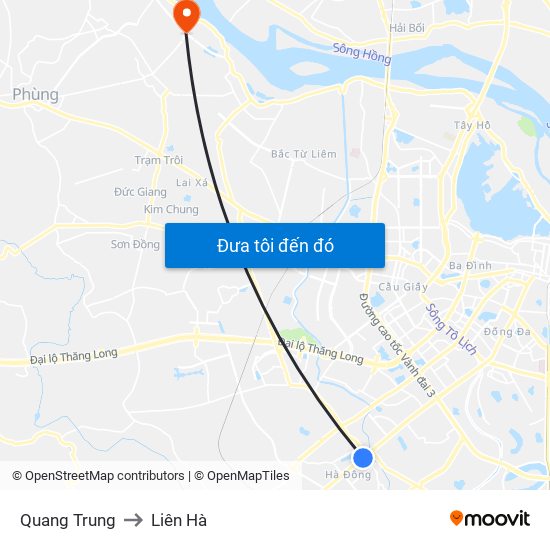 Quang Trung to Liên Hà map