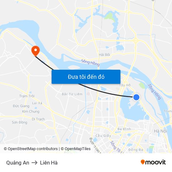 Quảng An to Liên Hà map