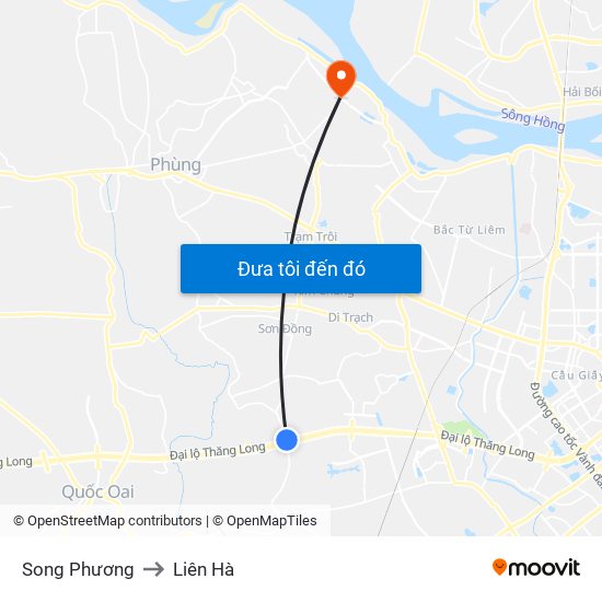 Song Phương to Liên Hà map