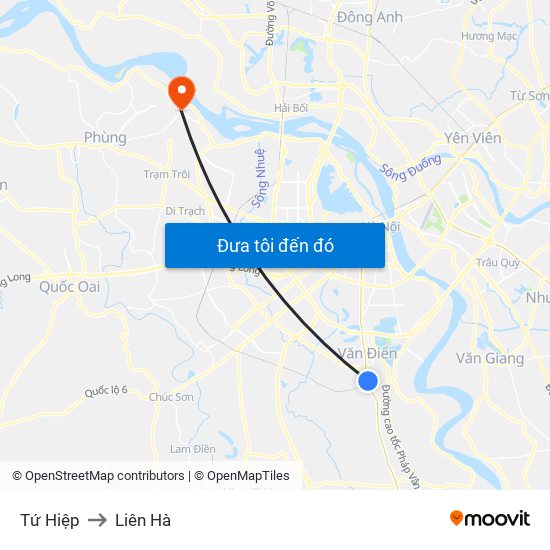 Tứ Hiệp to Liên Hà map