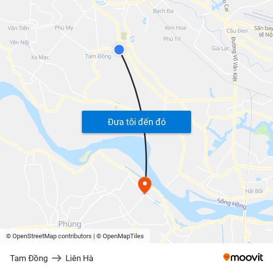 Tam Đồng to Liên Hà map