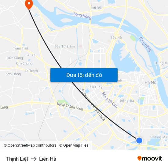 Thịnh Liệt to Liên Hà map