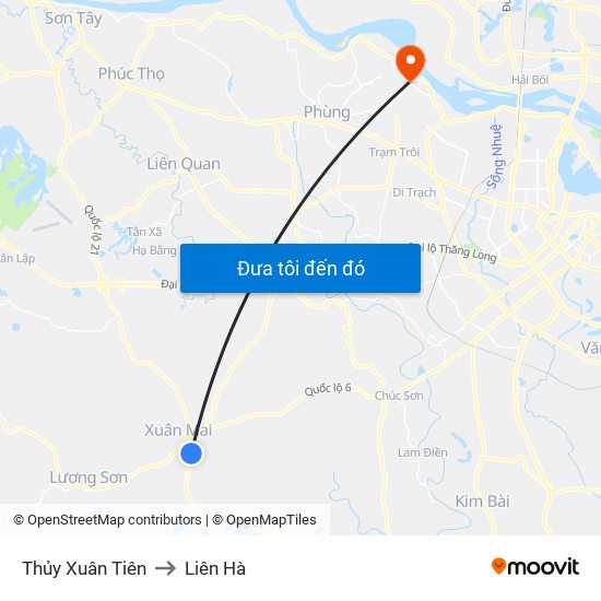 Thủy Xuân Tiên to Liên Hà map