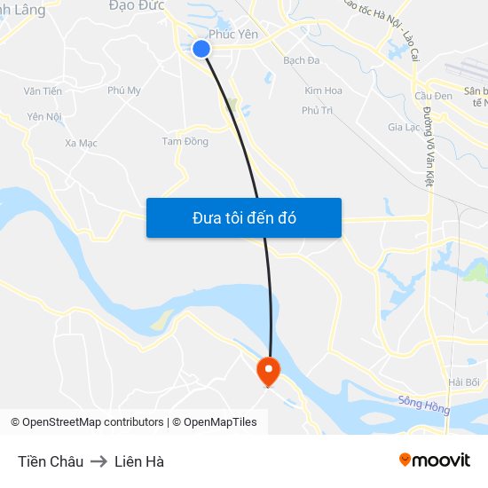 Tiền Châu to Liên Hà map