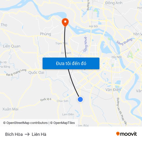 Bích Hòa to Liên Hà map