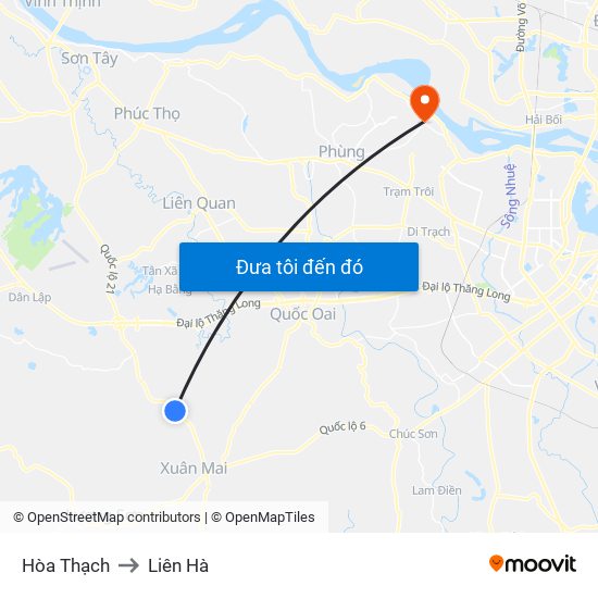 Hòa Thạch to Liên Hà map