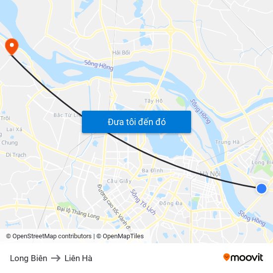 Long Biên to Liên Hà map