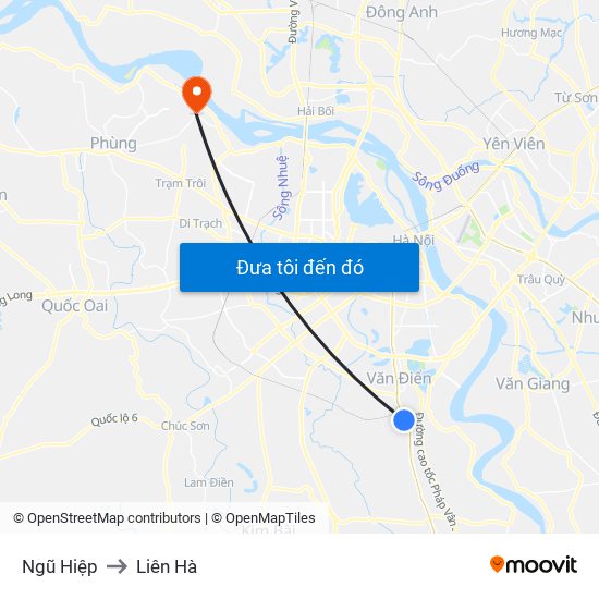 Ngũ Hiệp to Liên Hà map