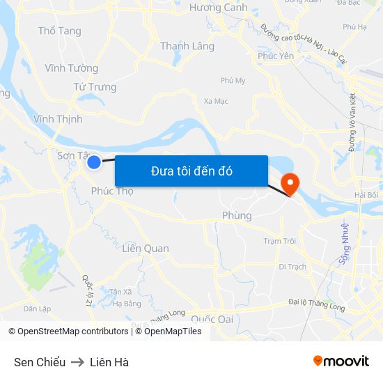 Sen Chiểu to Liên Hà map