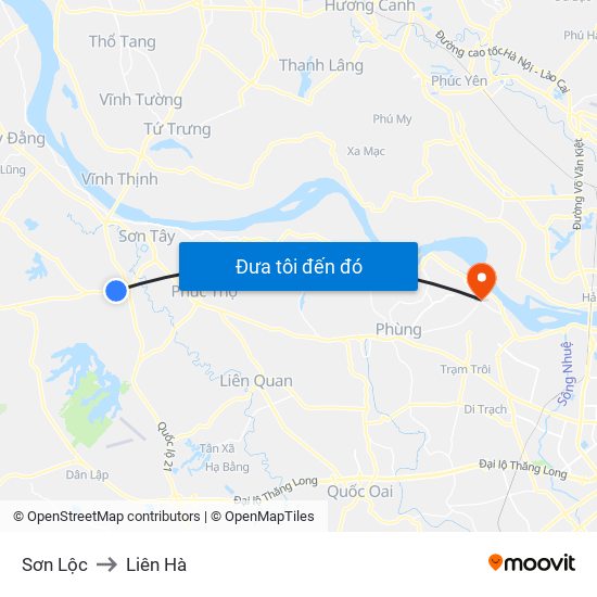 Sơn Lộc to Liên Hà map