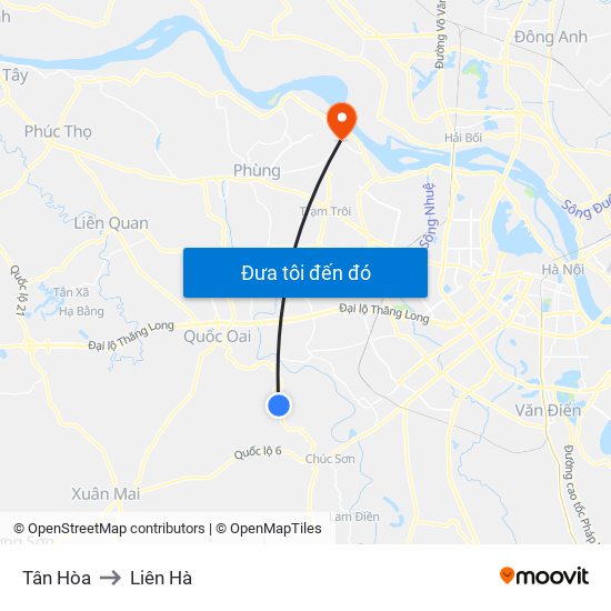 Tân Hòa to Liên Hà map