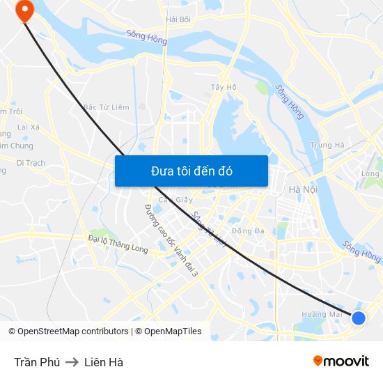 Trần Phú to Liên Hà map