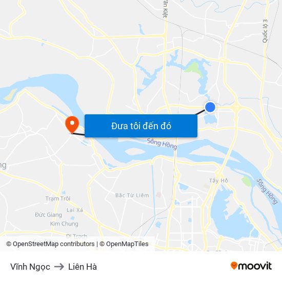 Vĩnh Ngọc to Liên Hà map