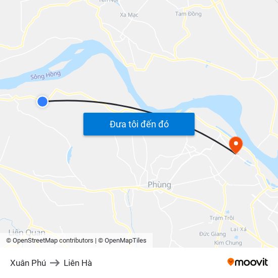 Xuân Phú to Liên Hà map