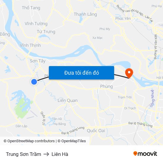 Trung Sơn Trầm to Liên Hà map