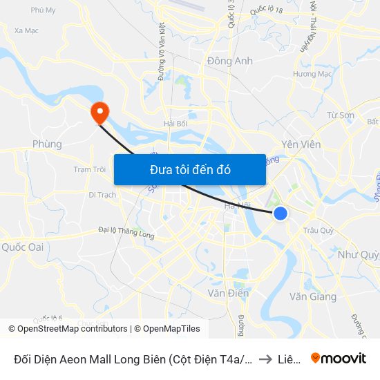 Đối Diện Aeon Mall Long Biên (Cột Điện T4a/2a-B Đường Cổ Linh) to Liên Hà map